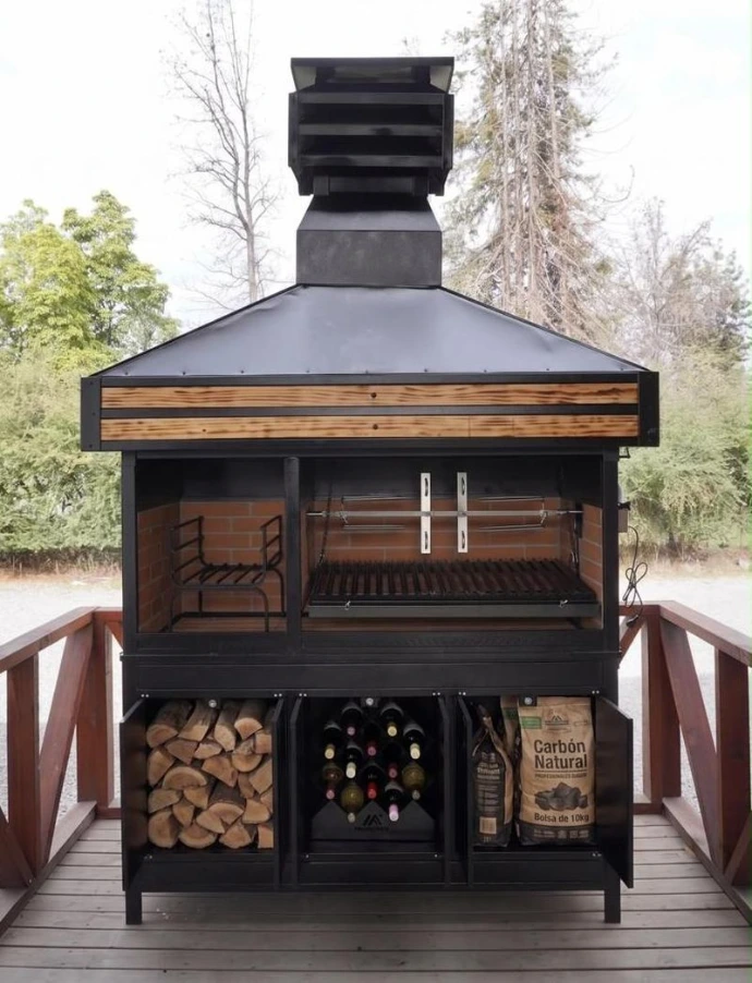 Parrilla Metalcraft con revestimiento de piedra